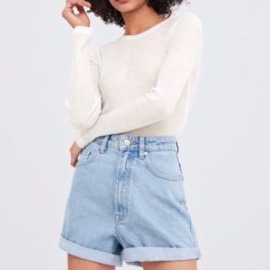 zara | denim mom shorts